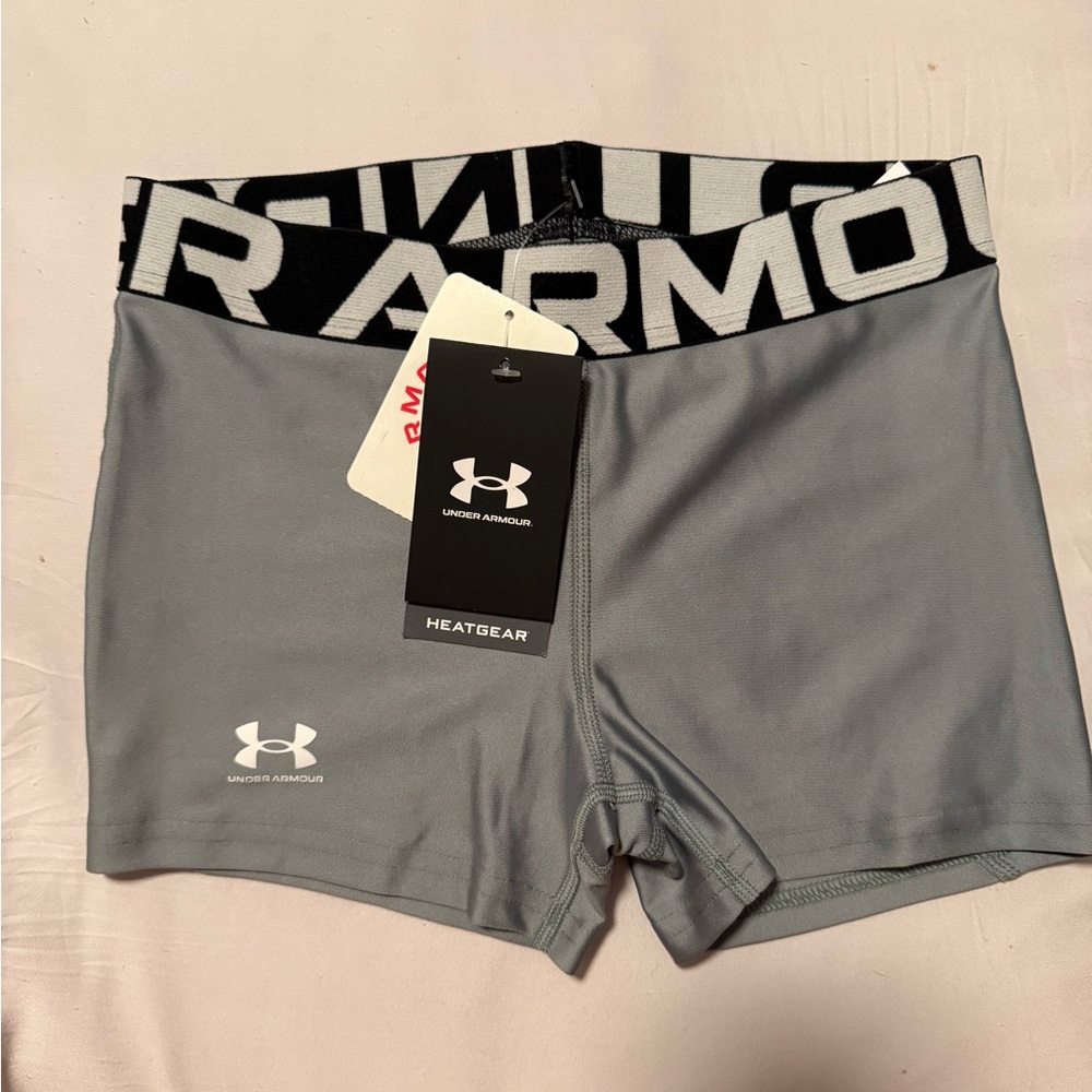 Under Armour Girl’s Greyish/Green HeatGear Shorts